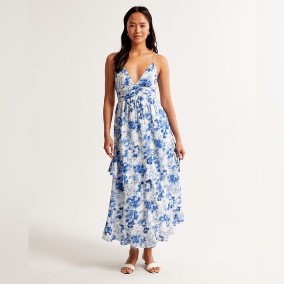 Abercrombie & Fitch Dresses & Skirts - Abercrombie Tiered Ruffle Maxi Dress Blue Floral